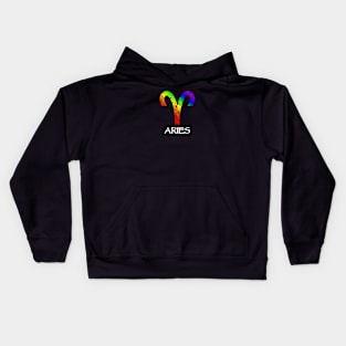 Aries Zodiac Symbol in Rainbow Color Kids Hoodie